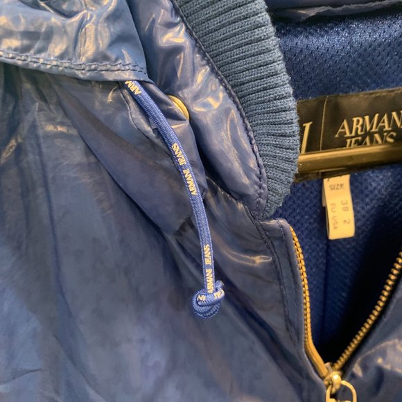 Bright Blue Lightweight Jacket Armani Jeans with retractable hoodie - Picture 7 of 12